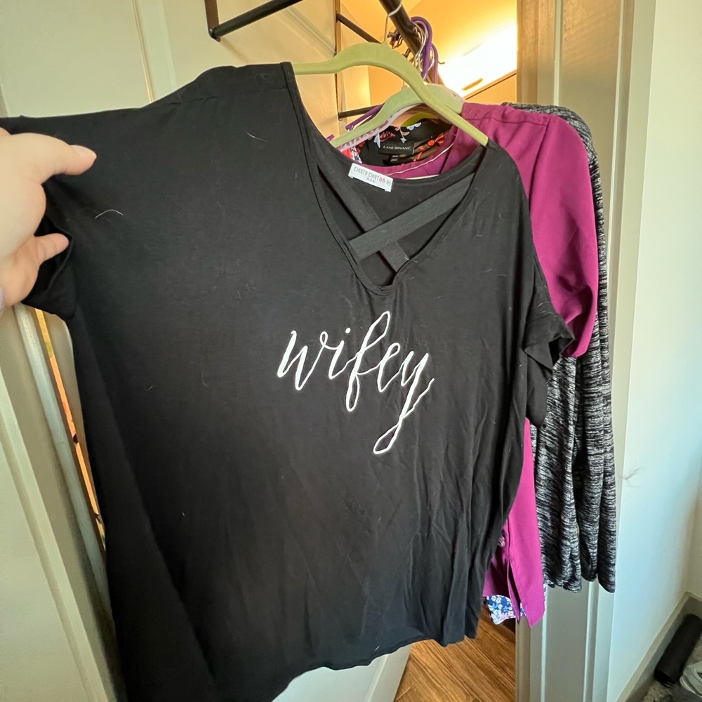 Wifey t shirt with criss cross front